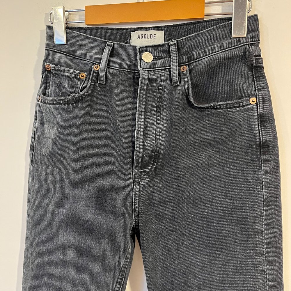 NWOT Agolde Riley High Rise Straight Crop Distressed Size 23 - Picture 3 of 10